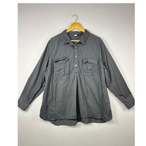 Neutral Everyday Old Navy Maternity XXL Gray Cotton Popover Utility Shirt Top